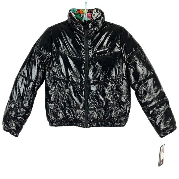 Members Only x Looney Tunes Women Black Puffer Jacket M Looney Tunes Lining NWT - Picture 1 of 13